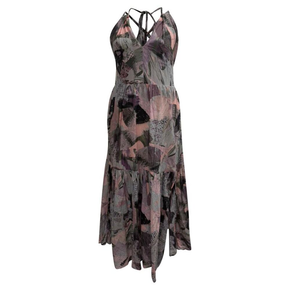 Iro Mauge Printed Backless Maxi Dress in Multicolor Cotton